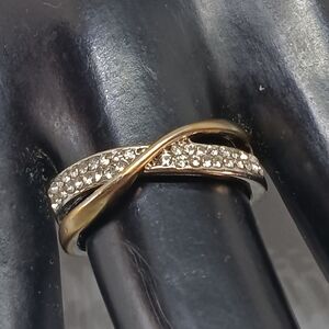 Gold and Silver Women's Ring with Sparkling Accents